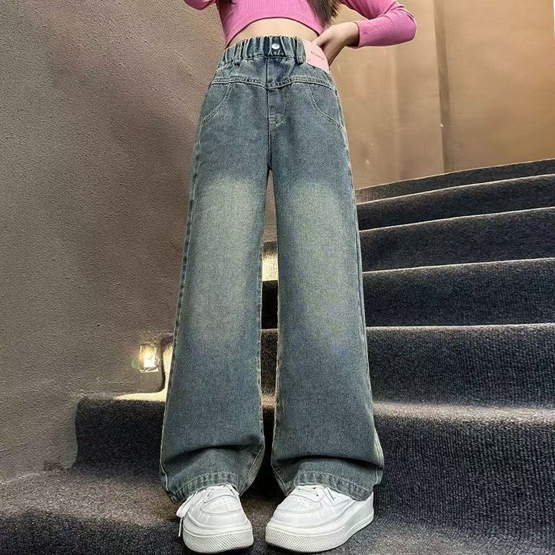 女童阔腿裤2025春秋中大童宽松洋气外穿长裤秋季儿童牛仔裤潮百搭|undefined