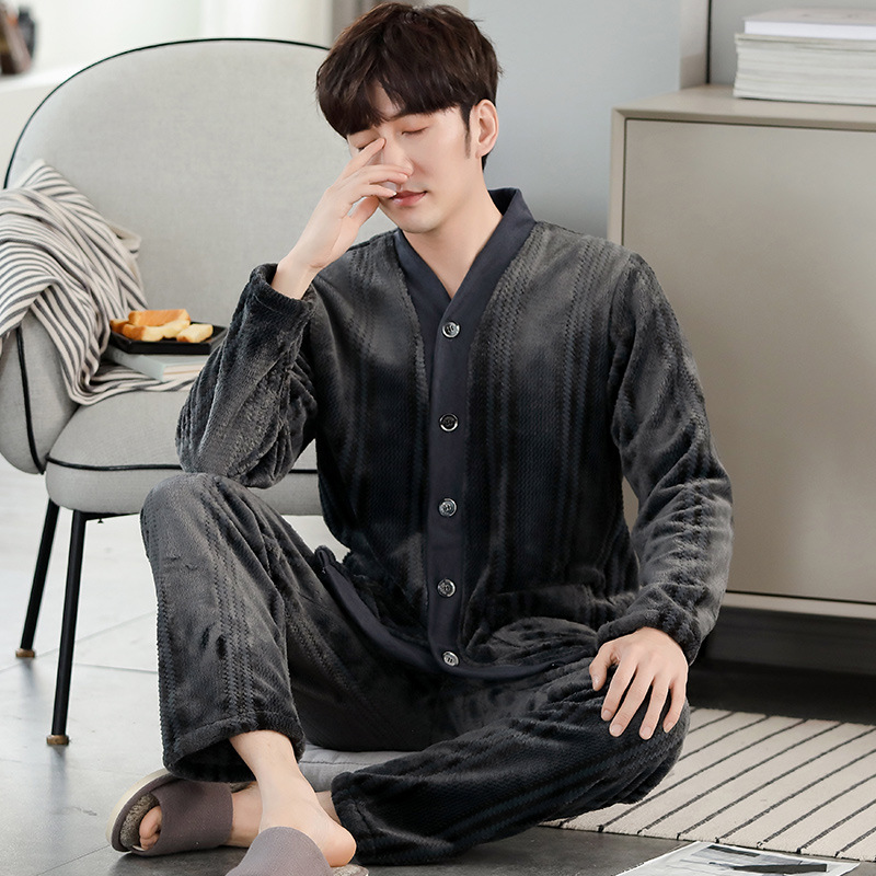 Pijama de hombre otoño 2024 nuevo hombre otoño invierno de alta sensación de coral felpa hombre felpa gruesa ropa para el hogar