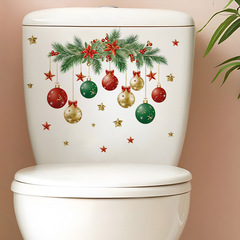 国境を越えた対外貿易クリスマスの葉吊り球トイレ貼り絵壁貼りトイレ蓋水タンク装飾シールSD006