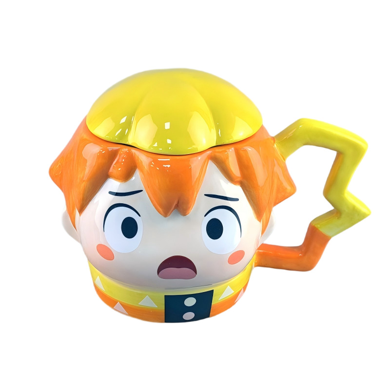 Anime One Piece Luffy Sombrero de paja Taza de café de cerámica Juego de tazas y platos de café creativo