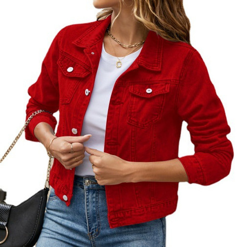Wish Women's Fall/Winter Denim Jacket, Long-Sleeve Top