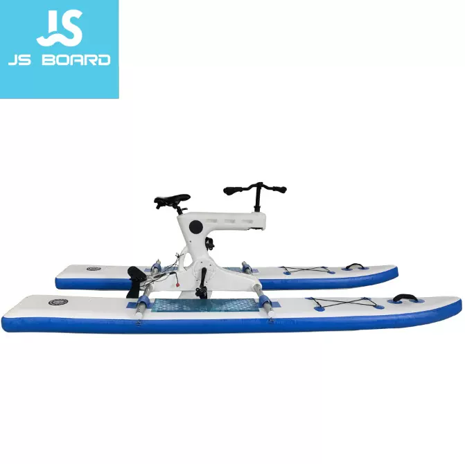 单人水上休闲娱乐自行车充气脚踏船玻璃钢脚蹬船水上娱乐船