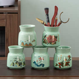 中式陶瓷茶道六君子筒多款可选可收纳茶刷等茶具为茶室增添古韵