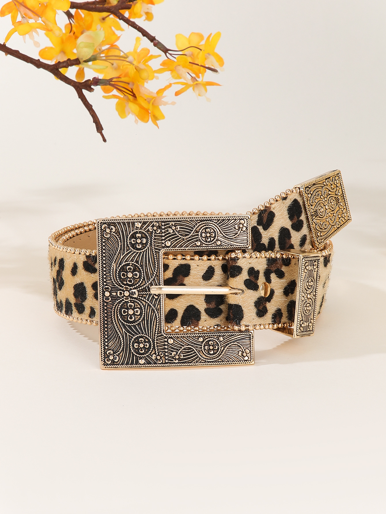 Leopard print belt women's American retro decorative ins style personalized belt_voghion.com