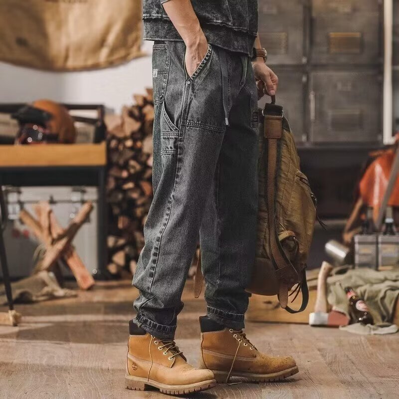 Estilo de Hong Kong hombres de moda verano nuevo estilo 2024 personalidad alfabeto jeans hip-hop ins marea calle alta tendencia pantalones guapos