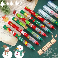 0.5针管直液式走珠笔圣诞可爱卡通高颜值直液笔大容量水笔签字笔