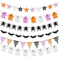 ハロウィーンの祝日のパーティーの装飾は旗の幽霊のコウモリを引っ張ります。