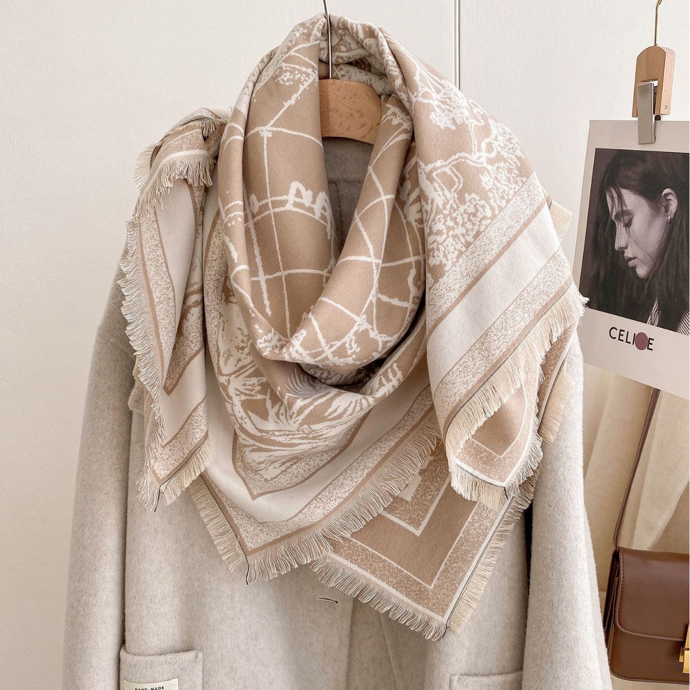 2024 moda bufandas de otoño y invierno bufandas de doble cara imitación de cachemira gruesa abrigo de viaje exterior de decoración chal