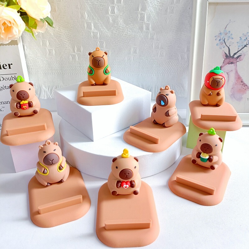 かわいいカピバラ立体公仔怠け者デスクトップスタンド創意携帯電話スタンド小プレゼント小置物|undefined
