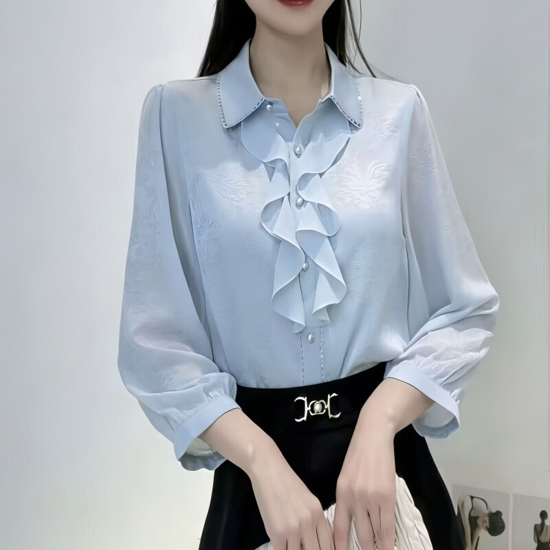 2026 Autumn Shirt with Ruffled Edges, New Style Long Sleeve Versatile Blouse, Stylish Lace Top for Women 2026 Autumn Shirt with Ruffled Edges, New Style Long Sleeve Versatile Blouse, Stylish Lace Top for Women