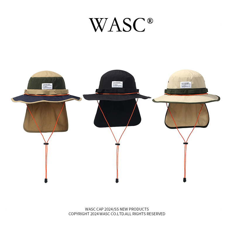 Japanese Contrasting Color Outdoor Neck Protector,Sun Protection,Quick-drying Fisherman's Hat,Men's And Women's Mountaineering Vacation Leisure Basin Hat,Sun Hat