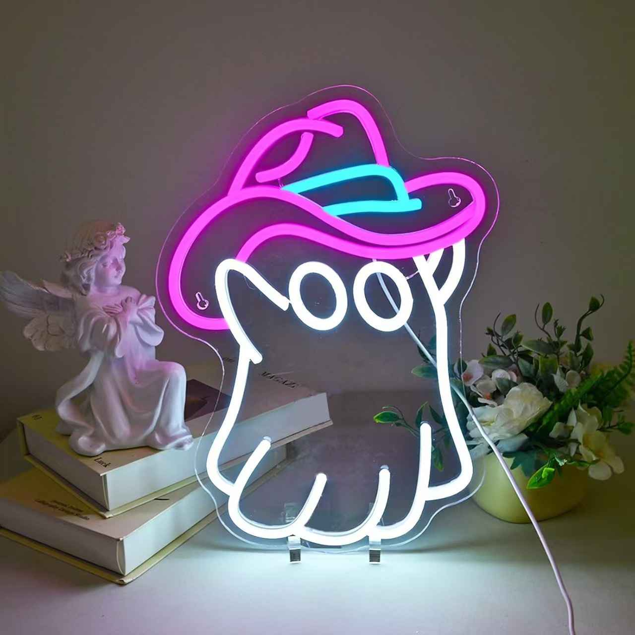 Luz de neón transfronteriza amazónica personalizada calabaza fantasma de Halloween luces decorativas happy Halloween atmósfera