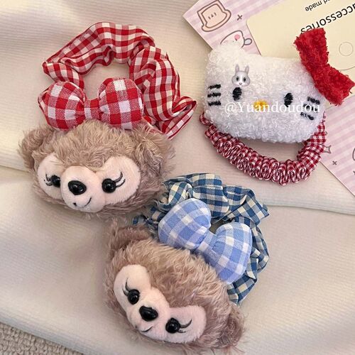 Cute Shirley Rose hair tie, college style JK style red plaid doll, sweet Japanese hair accessories wholesale