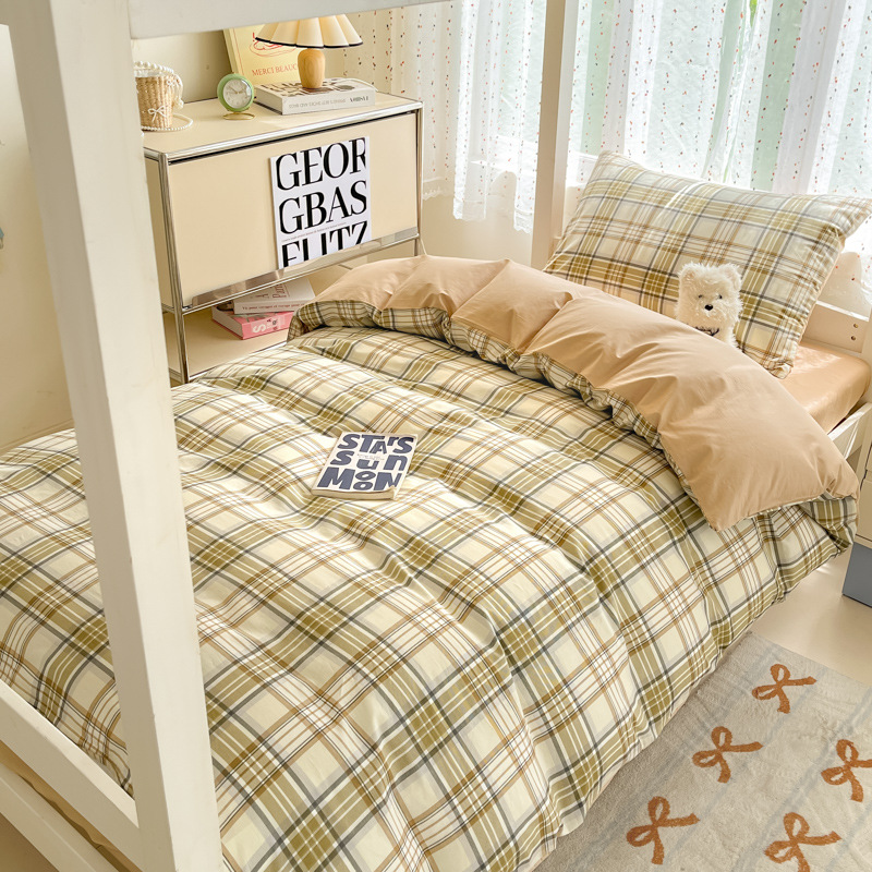 Verano dormitorio de estudiantes cama de algodón de tres piezas de algodón 2025 sábana nueva colcha sábana pequeña ropa de cama fresca