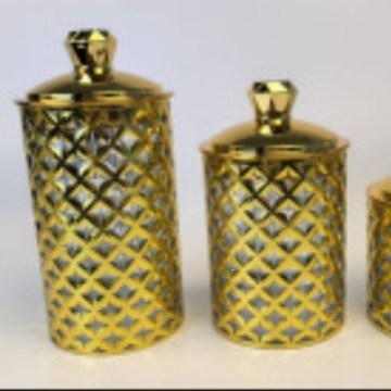 Nuevo conjunto de latas de azúcar transparente estampado de oro de tres piezas, recipiente de almacenamiento de plástico, caja de almacenamiento, embalaje general de bocadillos, otros image 1