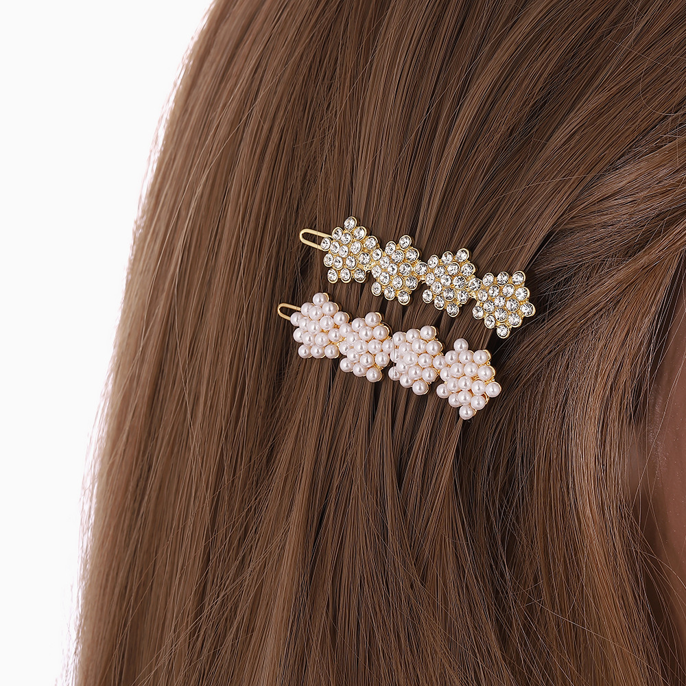 Fashion Flower Alloy Plating Artificial Pearls Rhinestones Hair Clip 1 Piece display picture 4