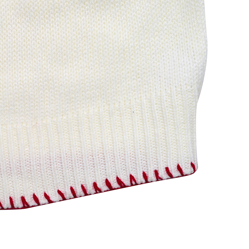 Women's Strawberry Jacquard Knit Sweater - Soft Acrylic Pullover With Loose Fit, Round Neck, Long Sleeves For Casual Comfort_voghion.com