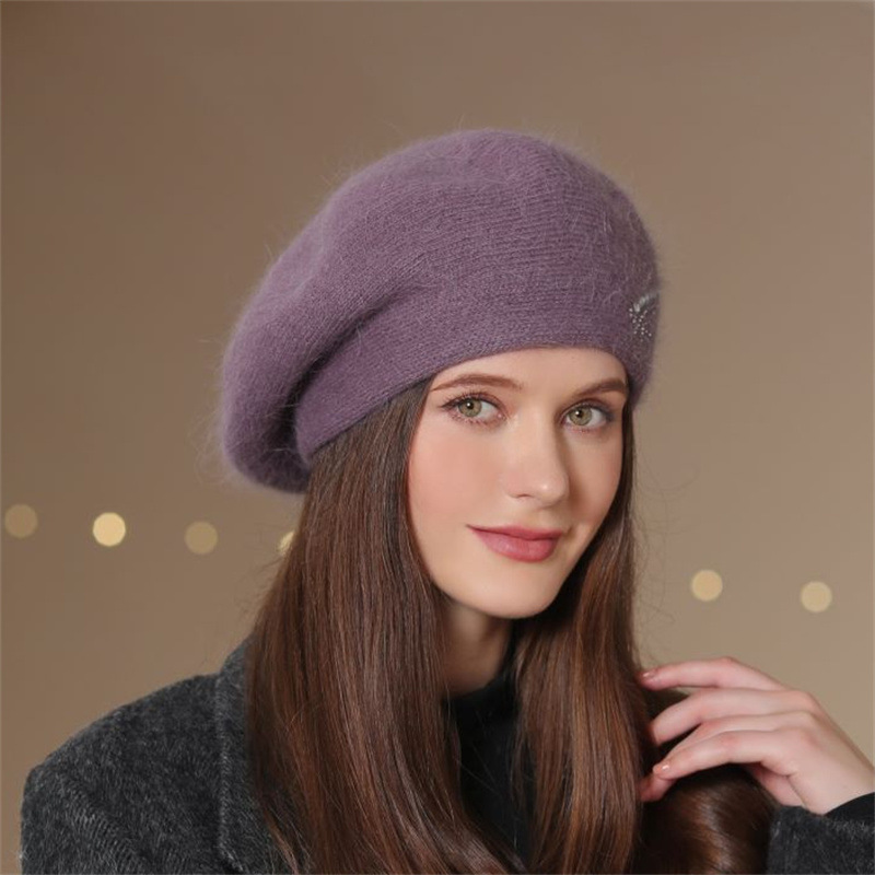 امرأة أنيق الأساسي اللون الصامد إفيلس قبعة من الصوف display picture 1