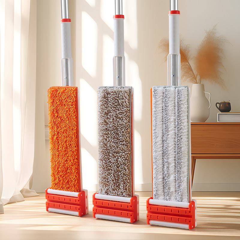 Chenille Hands-Free Flat Mop for Wooden Floors, Magic Long-Bristle Mop, Large Mop for Household Cleaning, One-Sweep Clean