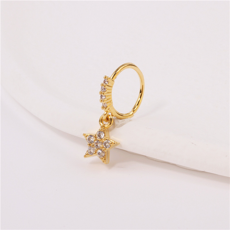 Piercing de nas inimă și pentagramă cu strasuri stil unisex_voghion.com