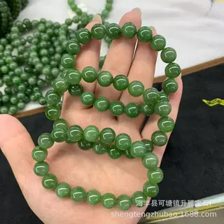 原矿和田碧玉约10m 和田玉DIY手串挂件 玉石文玩挂件 带黑点 批发