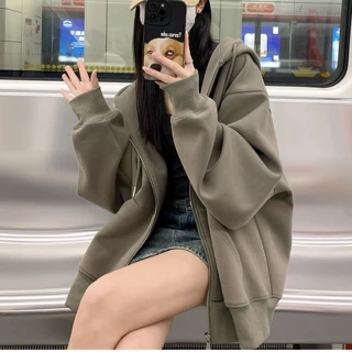 宽松连帽卫衣女春秋季新款早秋外套韩系慵懒风小个子开衫上衣