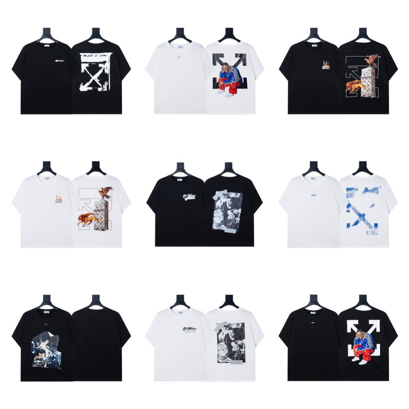Cross-Border Trendy Brand 2025 Summer New Off-White High-Quality Pure Cotton Unisex T-Shirt Printed Short-Sleeve T-Shirt