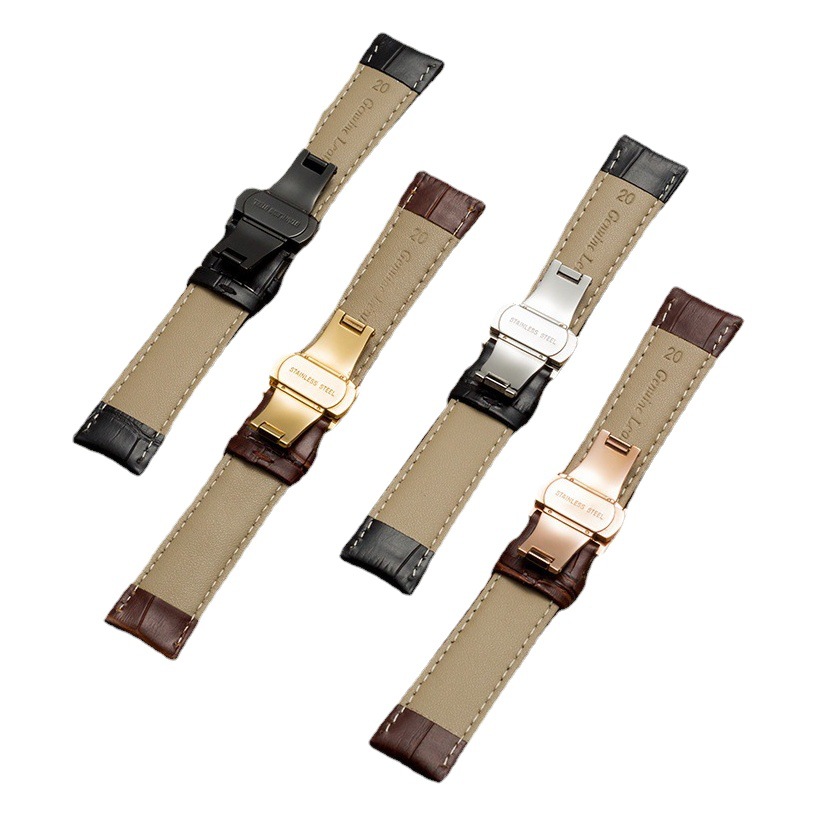 En stock primera capa correa de piel de vaca mariposa hebilla reloj de cadena accesorios caja de regalo correa de reloj de cuero genuino fábrica al por mayor