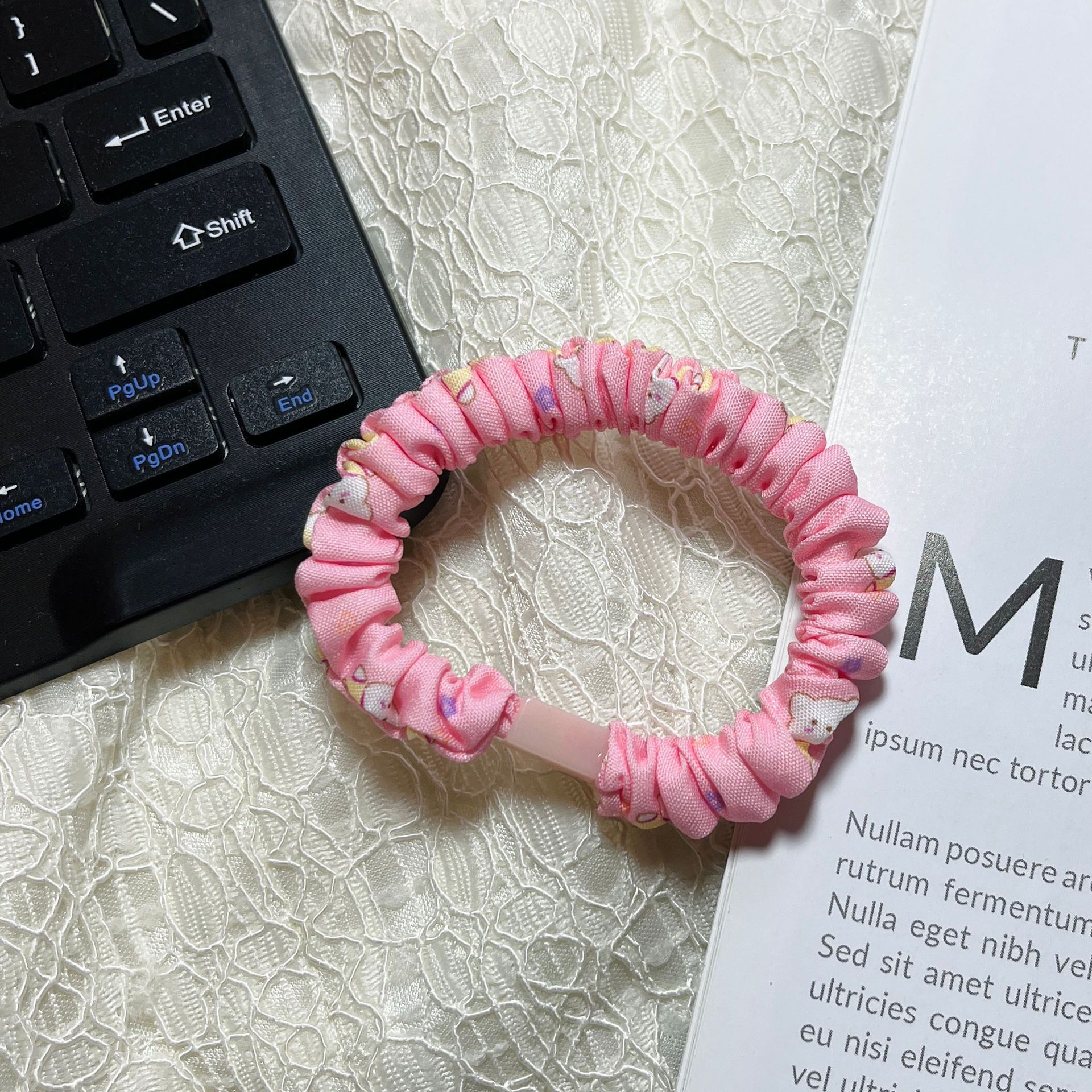 2 # 곰 인쇄 소장 반지-핑크