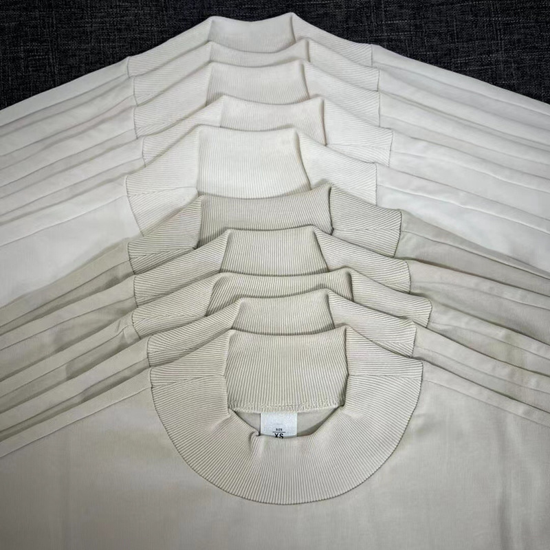 2026 Heavyweight Small-Neck Loose Oversize Short-Sleeve T-Shirt for Men, American Hip-Hop Style, High-Neck Trendy Brand, Versatile on Instagram