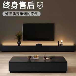 Tv Cabinet Coffee Table Modern Italian Black Wooden Home Living Room Small Apartment Coffee Table Tv Cabinet Floor Cabinet Combination
