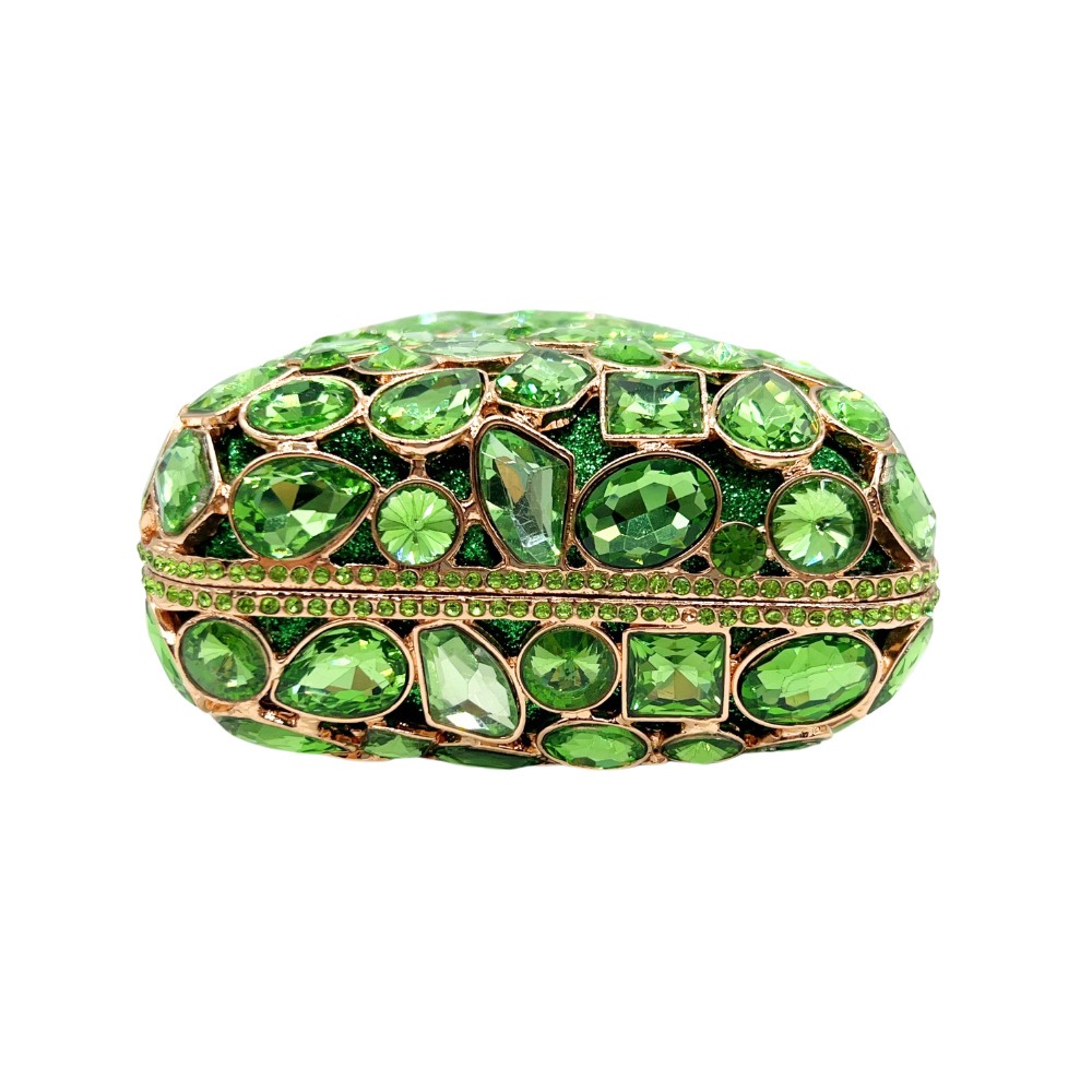Túi clutch dạ hội đính đá giả kim cương kiểu vuông nhỏ cầm tay nữ — trái cây xanh, bạc, nâu, Tùy chỉnh chi tiết 3