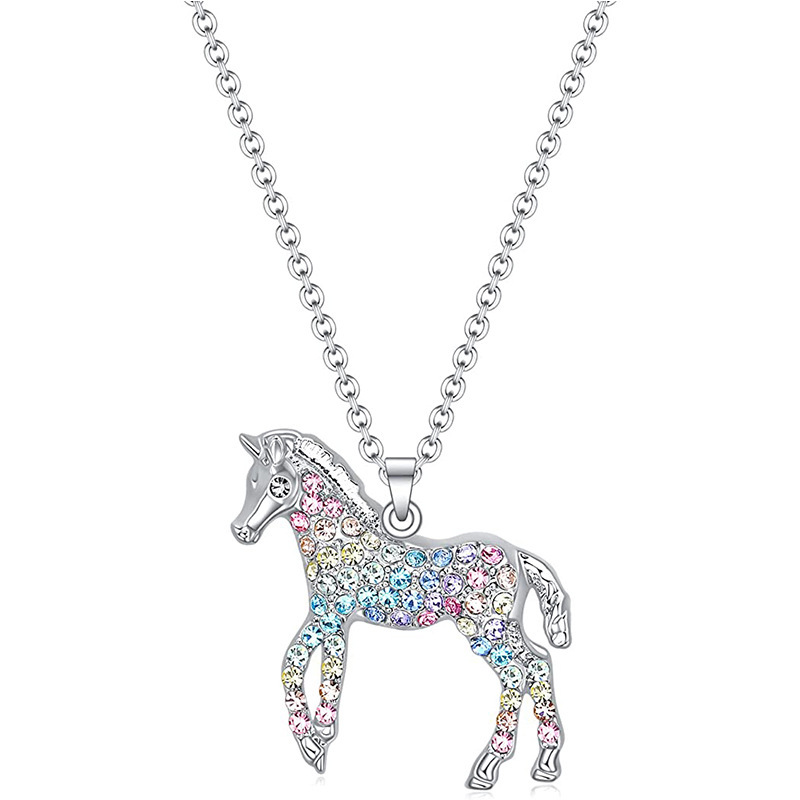 1 Piece Simple Style Horse Alloy Inlay Rhinestones Women's Pendant Necklace display picture 3