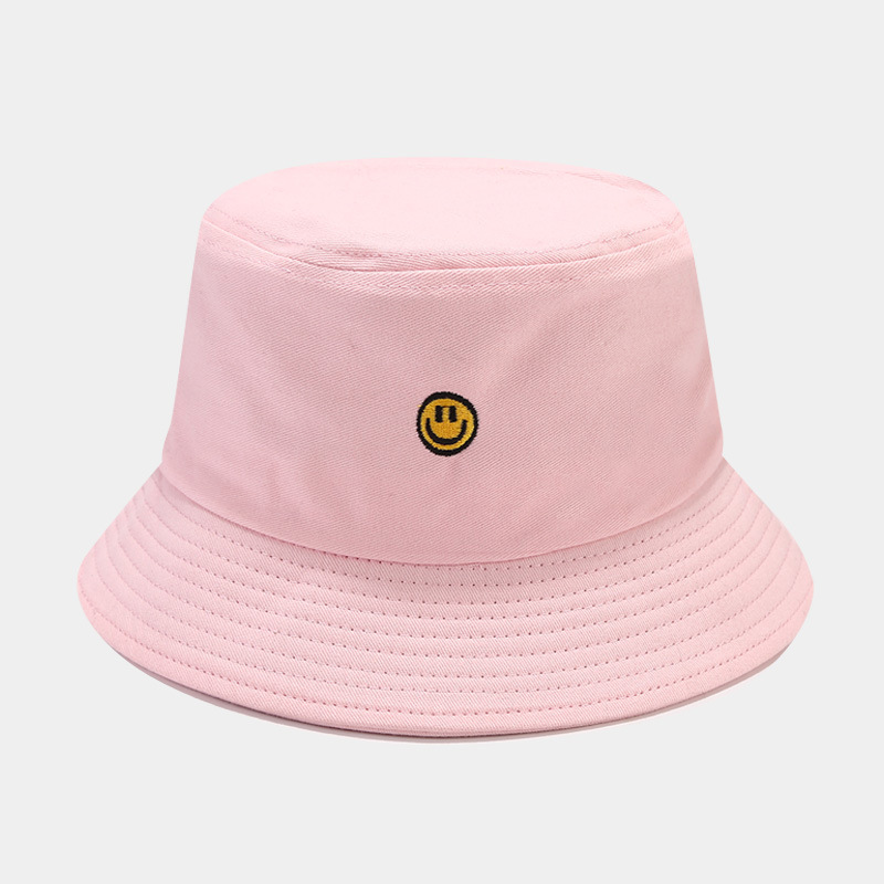 Women's Simple Style Smiley Face Solid Color Embroidery Wide Eaves Bucket Hat display picture 2
