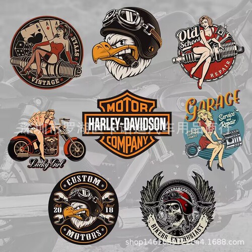 Harley Davidson Retro Helmet Sticker Motorcycle American Eagle Sticker Personality Creative Scratch Sticker