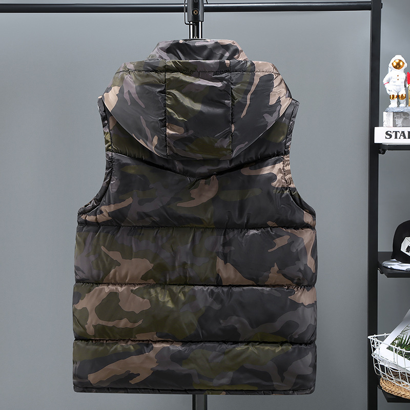 Chaleco de hombre camuflaje algodón con capucha sin mangas_voghion.com
