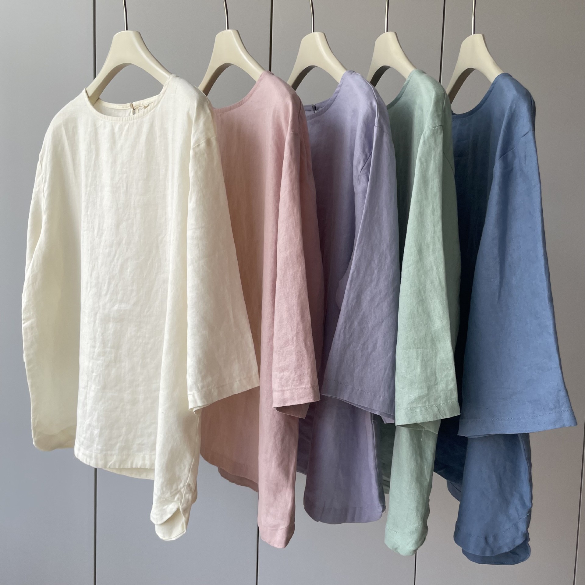 Very gentle tone 100 linen!Round neck breathable sweat comfort…