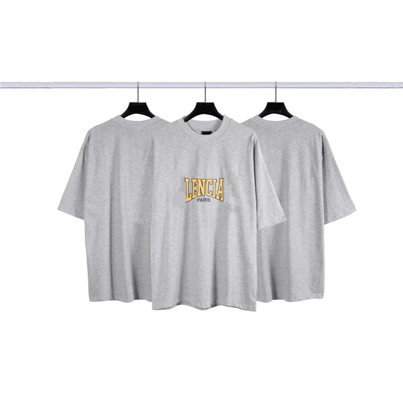 2024 Summer Paris Straight Split Printed Slogan Short Sleeve Men's and Women's Couple Style Loose Casual Half Sleeve Trend