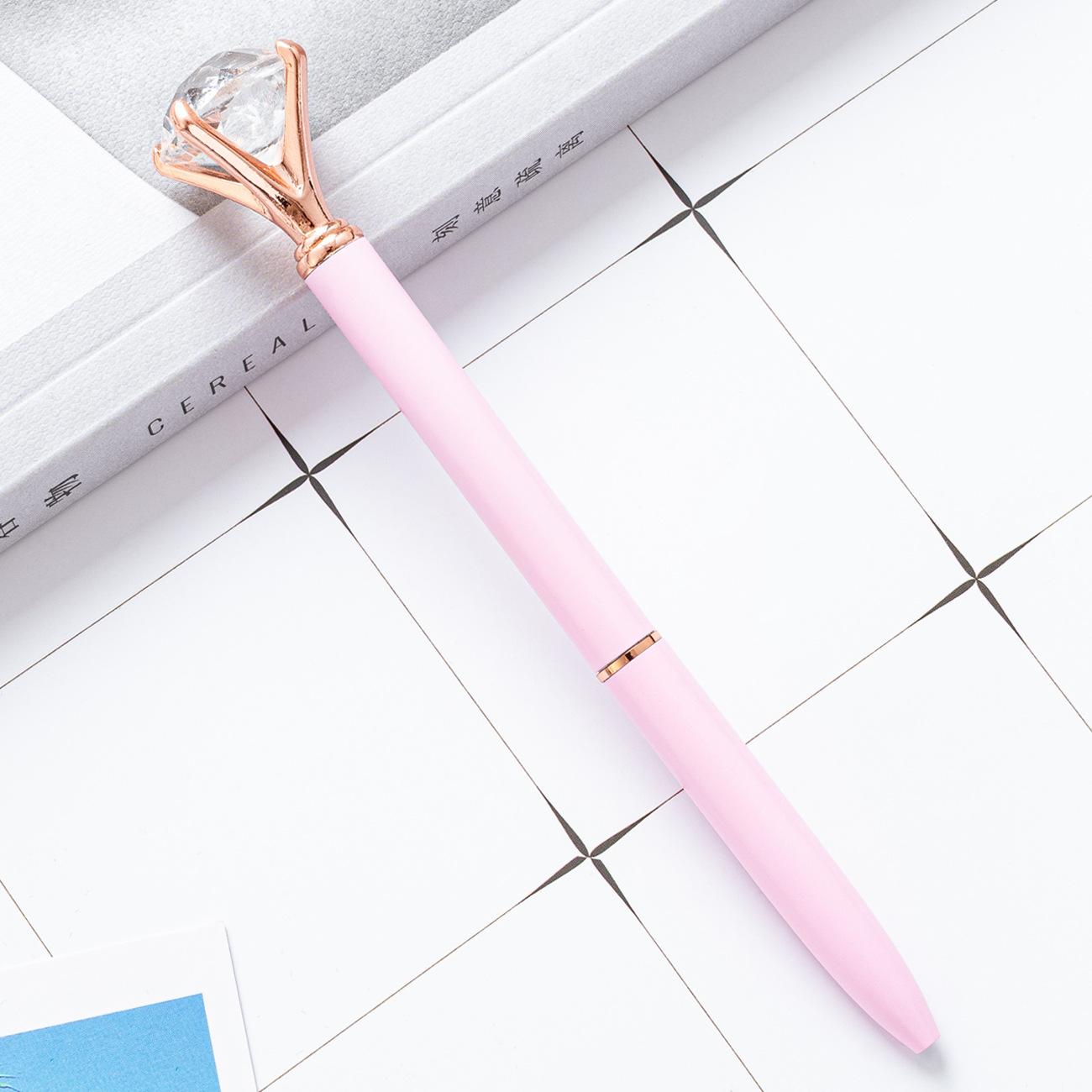 Gran diamante bolígrafo venta al por mayor Oficina papelería regalo metal diamante cristal pluma Impresión logotipo gradiente diamante pluma