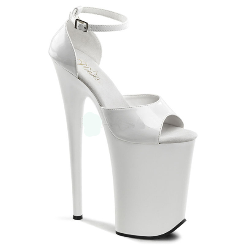 26cm de desfile de tacones altos zapatos de baile de tubo de acero zapatos impermeables tacones altos cuero esmaltado diseño de banda cruzada odio cielo tacones altos