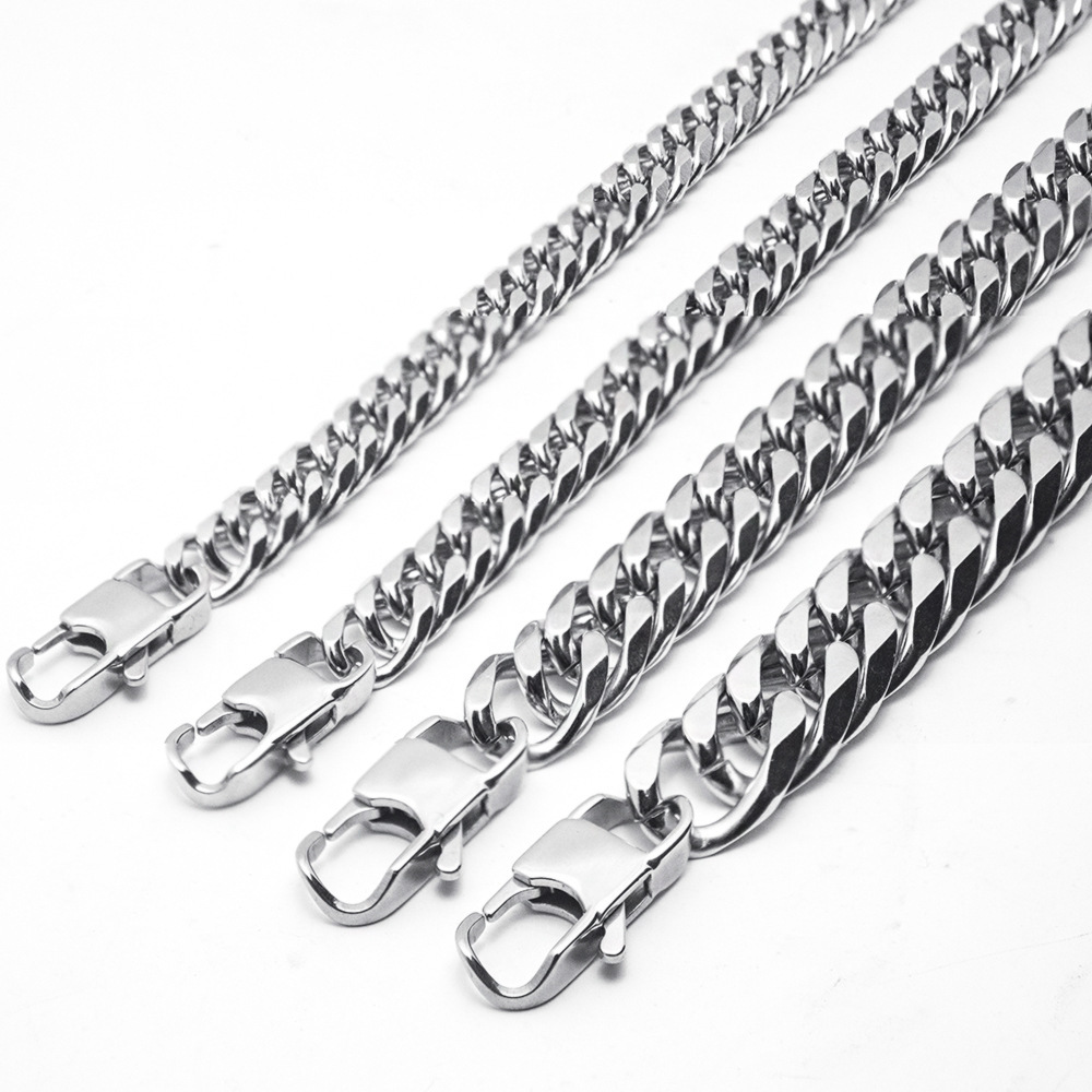 2025 k-estilo de tendencia creativa personalizada, collar de acero inoxidable y titanio, pulsera, cadena para hombres, hebilla cuadrada, cadena cubana para hombres