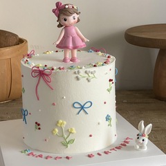 网红蝴蝶结女孩蛋糕装饰插件可爱兔子蝴蝶结女孩生日派对烘焙装扮
