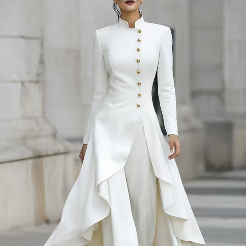 2026 New European and American Style White Waist-Cinching Suit Set for Women, Long Two-Piece Set with Elegant Temperament and Fashionable Wide-Leg Pants 2026 New European and American Style White Waist-Cinching Suit Set for Women, Long Two-Piece Set with Elegant Temperament and Fashionable Wide-Leg Pants