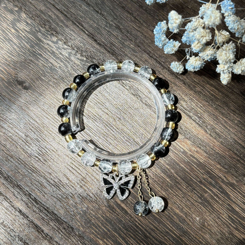 S024-폭발성 다이아몬드 나비 블랙 팔찌#SZ204호