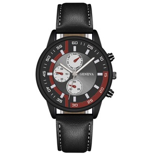 New Foreign Trade Men's Watch Large Dial Fashion Quartz Watch Men's pu Band Watch Factory in stock Wholesale Quartz Watch