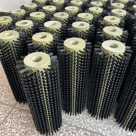 软毛毛刷辊清洗机清扫钢丝刷辊尼龙丝马尾猪鬃塑料圆辊筒除尘E18