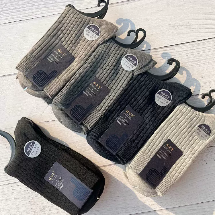 厂家批发秋冬新款男女士双针中筒棉袜学生中厚休闲复古色运动袜