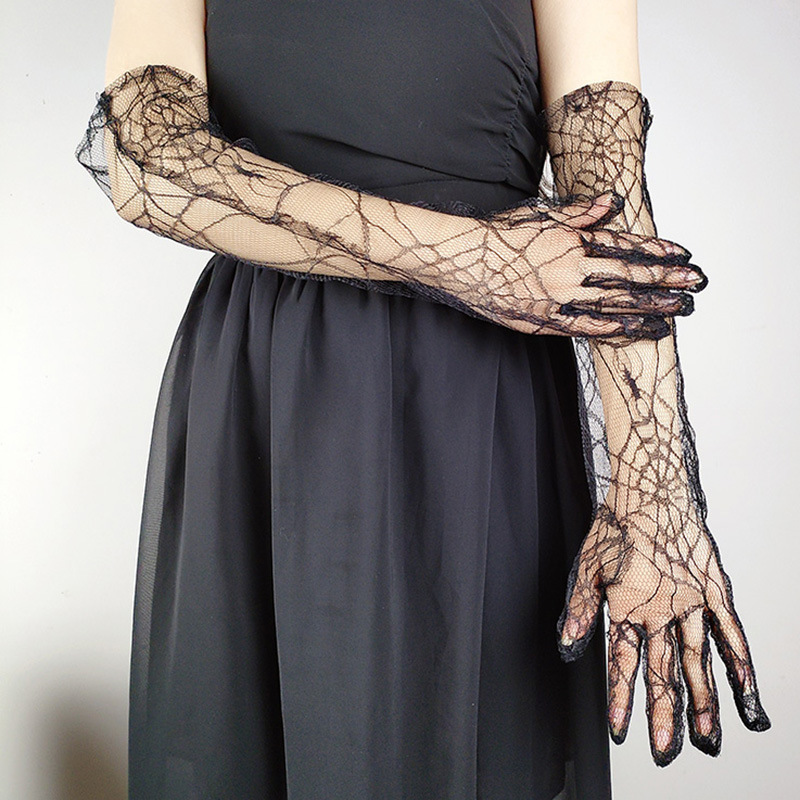Halloween Spider Web Lace Gloves Masquerade Costume Accessories display picture 3