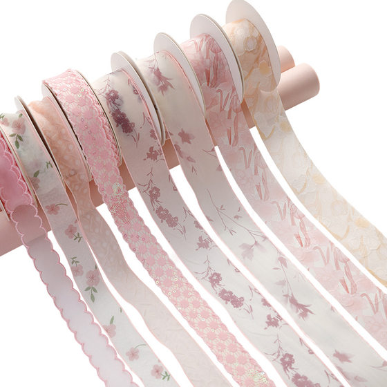 Fantasy Pink Series Floral Ribbon Ribbon Flower Flower bouquet strap gift diy flower ribbon