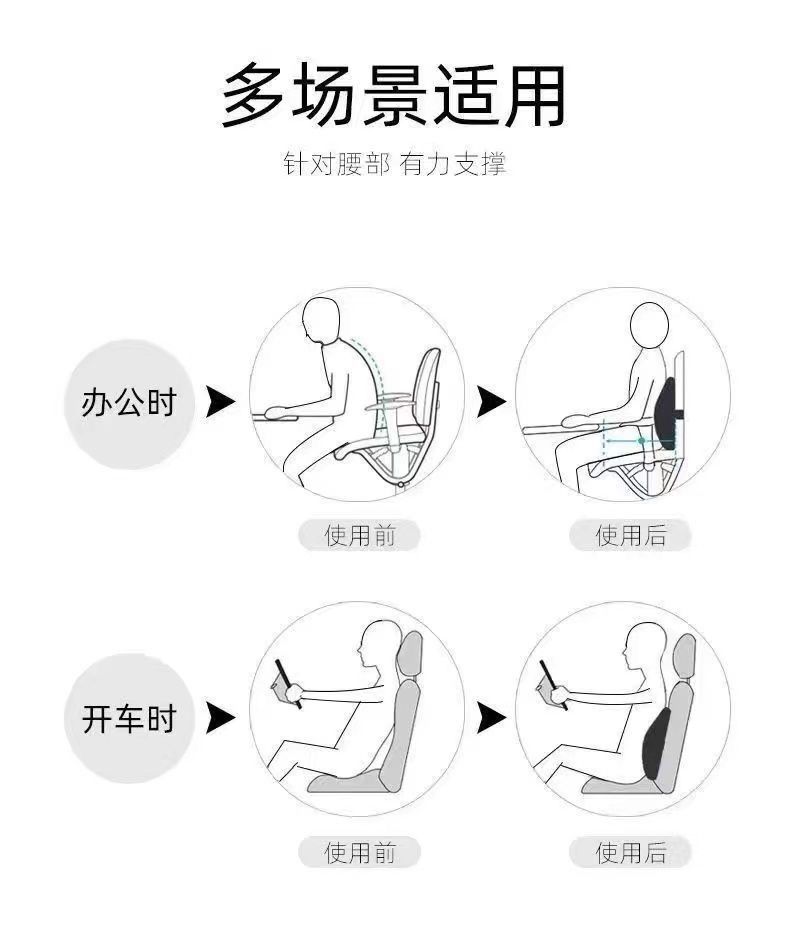 Wholesale Lumbar Support with Logo Printing, Car Driver's Backrest, Office Chair Lumbar Support for Long Sitting, Memory Foam Chair Lumbar Support